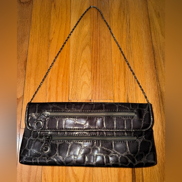 Aldo Handbags - Aldo Black Crocodile Pattern Clutch Bag